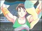 anime gif muscle muscular_female torn_clothing wrestling 