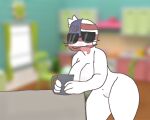 1girl ass big_ass countryhumans countryhumansgorl cup female_only flag flawsyfag humanoid kitchen mature_female pussy_blush tongue tongue_out united_states_of_america_(countryhumansgorl)