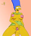 blue_hair marge_simpson spread_pussy the_simpsons topflite yellow_skin