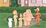  ass big_breasts breasts brian_griffin dark-skinned_female erect_nipples family_guy lois_griffin meg_griffin nude original_character outdoor_nudity outdoors peter_griffin pointing_to_pussy policewoman pubic_hair pussy tabbypurrfume thighs 