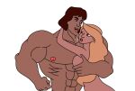 abs biceps big_muscles bodybuilder breast_grab breasts_on_chest canon_couple french_kissing hunk husband_and_wife muscle muscular_male odette prince_derek saliva saliva_trail serratus_anterior straight the_swan_princess