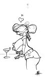  big_ass big_breasts black_and_white drawing drunk heart martini monochrome tagme teen 