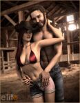  1girl barn clothes duo male sydgrl3d 
