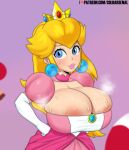  1girl 2022 2boys areola areola_slip big_breasts blonde_hair blue_eyes breasts cleavage cleavage_cutout coldarsenal dress female_focus full_of_milk huge_breasts illumination insanely_hot light-skinned_female light_skin long_hair male mario_(series) multiple_boys nintendo princess princess_peach sexy sexy_breasts sexy_lips sweat sweaty_body sweaty_breasts the_super_mario_bros_movie thick_lips toad_(mario) 