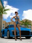 bikini car earrings high_heels sunglasses sydgrl3d