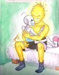 2010s 2018 2boys 2d 2d_(artwork) animated_skeleton ass ass_grab bed bigger_male black_socks blue_tongue bottom_sans bottomwear butt_grab digital_media_(artwork) duo facing_another fire_elemental grabbing_ass grillby grillby_(undertale) grillsans imminent_sex larger_male male male/male male_only mari_keiyou_(artist) mastery_position mk-doodles monster monster_boy on_bed pants partially_clothed pink_slippers sans sans_(undertale) sitting sitting_on_bed skeleton slippers smaller_male socks squeezing_ass squeezing_butt tongue tongue_out topless topless_male traditional_art traditional_media traditional_media_(artwork) uke_sans undead undertale undertale_(series) video_game_character video_games yaoi