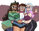 1girl 3_girls andrea_davenport disney female_only gooeyblob huge_ass huge_breasts libby_stein-torres molly_mcgee muscular muscular_female the_ghost_and_molly_mcgee thick_thighs wide_hips yuri 