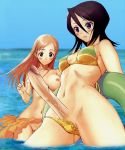 2_girls 2girls bad_photoshop beach bikini bleach futanari highres inoue_orihime kuchiki_rukia multiple_girls rukia_kuchiki swimsuit 