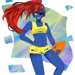 1:1 1:1_aspect_ratio 1_girl 1girl 2010s 2016 2d 2d_(artwork) anthro anthro_only bad_id bad_tumblr_id blue_body blue_skin breasts deviantart digital_media_(artwork) ear_fins eye_patch eyepatch female_anthro female_only fish fish_girl hair hand_behind_back long_hair marine monster navel non-mammal_breasts non-mammal_navel red_hair slit_pupils solo_anthro solo_female swimsuit third-party_source undertale undertale_(series) undyne video_game_character video_games x-zippercreepypasta yellow_sclera yellow_swimsuit