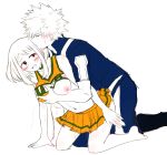  bakugou_katsuki blush cheerleader couple exposed_panties groping_breasts implied_sex kacchako my_hero_academia nipples skirt uraraka_ochako 