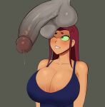  1futa 1girl alien alien_girl balls balls_on_face breasts clothed clothing dc_comics disembodied_penis female female_focus fully_clothed futanari g3mma green_eyes grey_skin high_res huge_balls huge_breasts huge_cock humanoid implied_futanari koriand&#039;r long_hair orange_skin penis rachel_roth raven_(dc) red_hair smooth_balls smooth_penis solo_focus starfire tank_top teen_titans uncensored young_adult 
