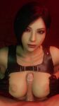  1boy 1girl ada_wong big_breasts big_penis black_hair boobjob bouncing_breasts brown_eyes bubble_butt lazyprocrastinator looking_at_viewer male_pov moaning paizuri resident_evil thick_thighs titfuck 