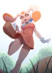1girl aged_up anthro basket blue_bow clear_sky cream_fur cream_the_rabbit female female_anthro furry grin humanoid mycrys one-piece_dress open_mouth orange_dress orange_eyes panties pantyshot rabbit rabbit_ears rabbit_girl rabbit_humanoid sega smiling_at_viewer solo sonic_the_hedgehog_(series) vibrant white_gloves