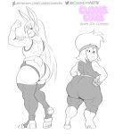 1girl 2023 2_girls 2d big_ass carol_kincaid cuddlecore female_only huge_ass looking_at_viewer looking_back miruko muscular muscular_female my_hero_academia ok_k.o.!_let&#039;s_be_heroes pinup rumi_usagiyama sketch straight_hair thick thick_ass thick_legs thick_thighs