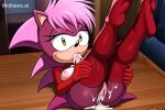 1girl ai_generated anthro anthro_only cum_explosion feet_up female_only furry mobians.ai sega sonia_the_hedgehog sonic_the_hedgehog_(series)