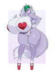 1girl anthro anthro_only big_ass big_breasts breasts cute earrings female_only five_nights_at_freddy&#039;s five_nights_at_freddy&#039;s:_security_breach fluffy_tail fox grey_fur grey_hair high_heels huge_breasts kiwipotato panties pasties platform_shoes roxanne_wolf_(fnaf) seductive tail white_skin wolf