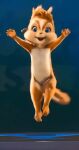 1girl 20th_century_fox ai_generated alvin_and_the_chipmunks arms_up blue_eyes brittany_and_the_chipettes brittany_miller brown_fur chipettes cleft_of_venus completely_nude cub female_focus furry furry_female jump nude pussy regency_enterprises