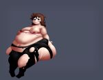 1girl bbw big_belly ill_fitting_clothing nipples obese plump shgurr thick_thighs wardrobe_malfunction
