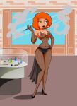  ann_possible bodystocking breasts erect_nipples high_heels kim_possible panties see-through thighs 