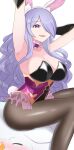  1girl 1girl absurd_res alluring alternate_costume animal_ears arm_up armpits big_breasts breasts bunny_ears bunny_girl bunnysuit camilla_(fire_emblem) camilla_(spring)_(fire_emblem) choker cleavage easter fake_animal_ears fake_tail female_only fire_emblem fire_emblem_fates fire_emblem_heroes hair_over_one_eye high_res leotard long_hair looking_at_viewer nintendo official_alternate_costume ondur open_mouth pantyhose playboy_bunny purple_eyes purple_hair rabbit_ears rabbit_tail tail 