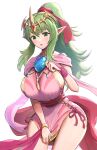 1girl absurd_res alluring alternate_costume big_breasts confused covering dress female_only fire_emblem fire_emblem:_mystery_of_the_emblem fire_emblem:_shadow_dragon_and_the_blade_of_light fire_emblem_awakening fire_emblem_heroes gonzarez green_hair high_res hourglass_figure long_hair nintendo official_alternate_costume pink_dress pointy_ears ponytail pulling short_dress sideboob simple_background tiara tiki_(adult)_(fated_divinity)_(fire_emblem) tiki_(adult)_(fire_emblem) tiki_(fire_emblem) white_background