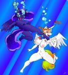 2girls air_bubble alicorn angry anthro armpits asphyxiation ass barefoot breasts bubble byondrage color_edit colored crown daybreaker daybreaker_(mlp) diving drowning duo duo_female edit feet female female_only fight friendship_is_magic hasbro high_res jewelry kicking knocked_out missing_accessory my_little_pony nipples nude open_mouth plantigrade_anthro princess_luna princess_luna_(mlp) spread_wings swimming unconscious underwater vulva water wings