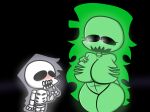 1boy 1boy1girl 1girl blush demon_girl friday_night_funkin game_over green grey hat jp20414(artist) mrs.jeniffer rodrigo_(oc) skeleton thick_thighs