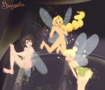 1girl 3_girls ass barefoot breasts cassandra_(tangled) crossover disney disney_fairies disney_princess fairy fairy_wings feet naked_female nipples nude nude nude_female peter_pan_(disney) pixie_dust png pussy rapunzel sequestro sparkles tangled tinker_bell transformation upskirt