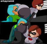  all_fours anilingus big_ass breast_press crawling elastigirl face_in_ass helen_parr mask pixar pyramid_(artist) rimjob surprised the_incredibles voyd yuri 