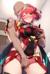 1boy 1girl ai_generated big_breasts breast_grab breasts female_focus fingering fingering_through_clothes high_res male/female necromancer_(artist) patreon patreon_paid patreon_reward pyra red_eyes red_hair short_hair stable_diffusion xenoblade_(series) xenoblade_chronicles_2