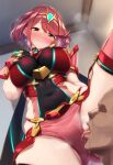 1boy 1girl ai_generated big_breasts breasts female_focus high_res male/female necromancer_(artist) patreon patreon_paid patreon_reward pyra red_eyes red_hair short_hair stable_diffusion xenoblade_(series) xenoblade_chronicles_2