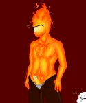 2010s 2016 :3 animated_skeleton blue_glans blush cockotron dark_background duo fire_elemental fvdsfs grillby grillby_(undertale) grillsans looking_at_another looking_away male male_focus monster orange_body orange_penis pants_only penis penis_out red_background sans sans_(undertale) sansby simple_background skeleton solid_color_background solo_focus sweat text topless topless_male tumblr_username undead undertale undertale_(series) unzipped unzipped_pants