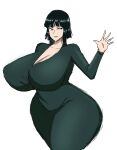 black_hair fubuki gigantic_ass gigantic_breasts green_eyes hourglass_figure momiji_(artist) one-punch_man