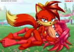  anus bbmbbf blush breasts_pressed_together feet fiona_fox holding_hands horny lien-da looking_at_viewer mobius_unleashed palcomix pussy pussy_rubbing red_fur sega soles sonic_(series) sonic_the_hedgehog_(series) wet yuri 
