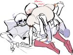 2020s 2023 2boys animated_skeleton bodily_fluids boots bottom_sans brother/brother brother_penetrating_brother brothers duo fluids fontcest gay grabbing_sheets gripping_sheets incest jepr0d male male/male male_penetrating missionary_position monster papyrus papyrus_(undertale) papysans pillow red_boots sans sans_(undertale) seme_papyrus shoes skeleton top_papyrus uke_sans undead undertale undertale_(series) white_background yaoi