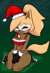 1girl 1girl 2021 absurd_res anthro between_breasts bikini blonde_hair blush breasts brown_body brown_fur candy candy_cane canid canine canis christmas christmas_bikini christmas_clothing christmas_headwear cleavage clothed clothing curvy_figure dessert digital_media_(artwork) english_text eyelashes eyeshadow fangs female_only fingers food fur gloves hair handwear hat headgear headwear high_res holidays horizontal_pupils idw_publishing kneel long_hair long_tail makeup mammal marcodile multicolored_body multicolored_fur navel object_between_breasts ponytail pupils santa_hat sega simple_background smile snow snowing someth1ngoranother sonic_the_hedgehog_(comics) sonic_the_hedgehog_(idw) sonic_the_hedgehog_(series) swimwear tail teeth text thick_thighs voluptuous whisper_the_wolf white_body white_fur wide_hips wolf