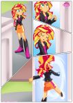  1girl boots clothed equestria_girls equestria_untamed female female_only friendship_is_magic human like_humans_do long_hair my_little_pony outdoor outside palcomix portal_to_equestria skirt solo sunset_shimmer sunset_shimmer_(eg) two_tone_hair 