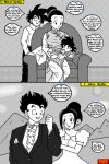  age_difference breast bride chichi comic das_mutters&ouml;hnchen dragon_ball_z husband incest incestus married monochrome mother_and_son son_gohan son_goten text wedding wife 