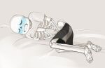 1boy 2010s 2016 2d 2d_(artwork) animated_skeleton barefeet blue_blush blush cheztnuts closed_eyes digital_media_(artwork) implied_masturbation lying_on_side male male_only monster sans sans_(undertale) shirt_pulled_up shirt_up simple_background skeleton solo sweat undead undertale undertale_(series) video_game_character video_games