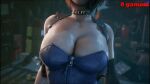  1girl big_breasts breasts brown_hair brunette cleavage cynthia doomsday gif jiggle short_hair video_games 