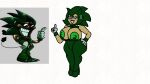 big_ass big_breasts big_nipples big_thighs demon_tail female_sonic friday_night_funkin friday_night_funkin_b3_(mod) friday_night_funkin_mod glasses green_dress green_fur green_nipples green_shoes majin_sonic majin_sonic_(fnf_b3) reference_image sonic.exe tape white_background