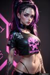  1girl choker crop_top female_only multicolored_hair tattoo trynectar.ai 