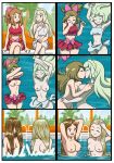  2girls absurd_res ass big_breasts bikini blonde_hair breasts brown_hair comic commission female female/female female_only floonasif grey_bikini grey_swimsuit kissing lillie_(pokemon) medium_breasts navel nintendo nipples nude partially_submerged pokemon pool red_bikini red_swimsuit serena_(pokemon) skinny_dipping submerged swimsuit tagme underwater undressing water wet wet_hair yuri 
