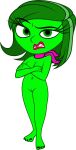 2024 disgust_(inside_out) disney emotion eyebrows eyelashes feet green_eyes green_hair green_skin inside_out inside_out_2 lipstick naked_female navel nude pink_scarf pixar pussy shagggy1987 toes white_background
