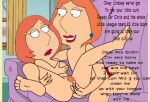  big_breasts dialogue family_guy imminent_sex lindsey_(family_guy) lois_griffin red_hair spread_legs yuri 