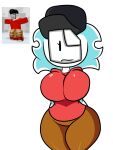 big_breasts brown_pants female_only mask oc red_shirt reference_image roblox roblox_avatar thick thighs white_skin