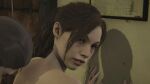 16:9 1boy 1boy1girl 1girl 3d after_sex bare_shoulders brunette claire_redfield female_focus indoors light-skinned_female light_skin looking_at_viewer looking_pleasured open_eyes open_mouth ponytail resident_evil resident_evil_2_remake video_game video_game_franchise video_gamecharacter