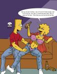  bart_simpson beer bra breasts cleavage couch drunk incest lisa_simpson open_shirt panties pearls smile the_fear the_simpsons undressing yellow_skin 