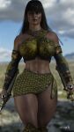  1girl 3d 3d_(artwork) abs alluring arabian_clothes athletic_female big_ass big_breasts black_hair bladed_weapon blender blender_(software) cga3d commission curvaceous curvy curvy_body curvy_female curvy_figure dark-skinned_female dark_skin edenian erotichris female_abs female_focus female_only fit_female long_hair looking_at_viewer looking_down midway_games mortal_kombat mortal_kombat_4 mortal_kombat_armageddon mortal_kombat_deception nail_polish painted_nails pinup pose skirt solo_female solo_focus tan-skinned_female tan_body tan_skin tanya_(mortal_kombat) voluptuous voluptuous_female weapon 