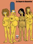  big_breasts breasts cigarette manjula_nahasapeemapetilon marge_simpson maude_flanders nude pregnant pussy ruth_powers the_fear the_simpsons worried yellow_skin 
